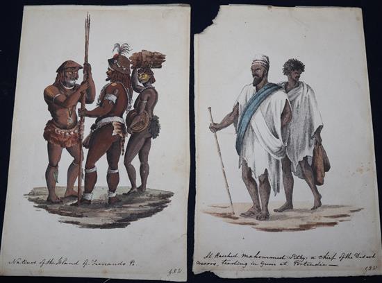 GKW (19th century), two watercolours, Natives of the Island of Fernando and Mohammed Sitky, a Chief of the